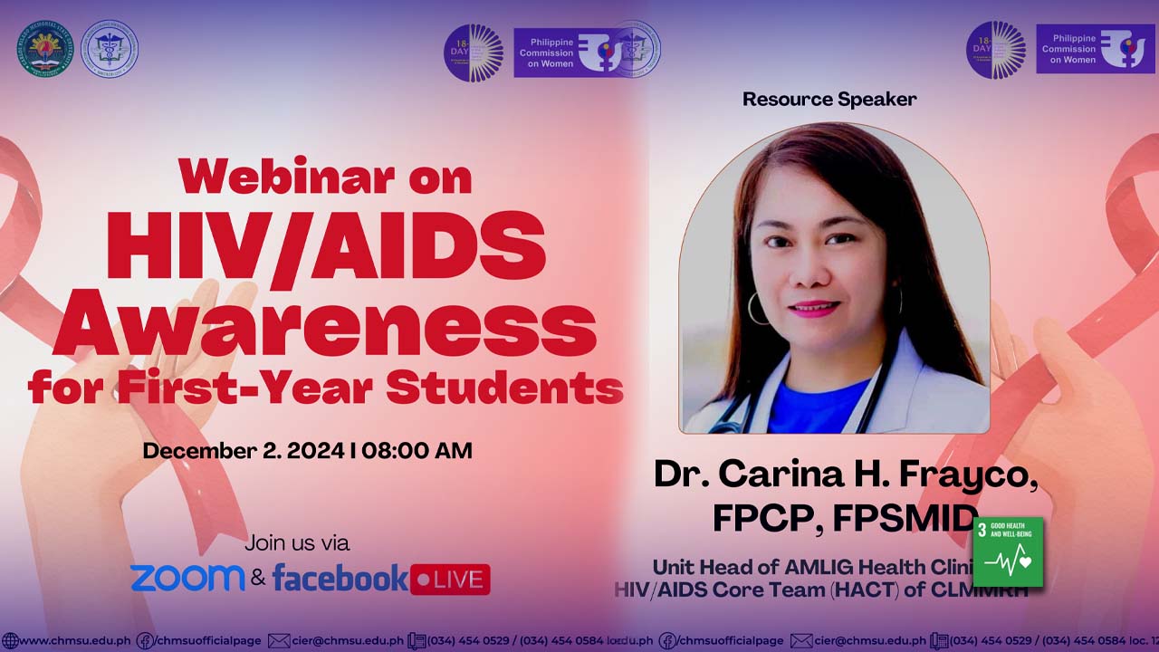 HIV/AIDS awareness webinar for first-year students held | Carlos Hilado ...