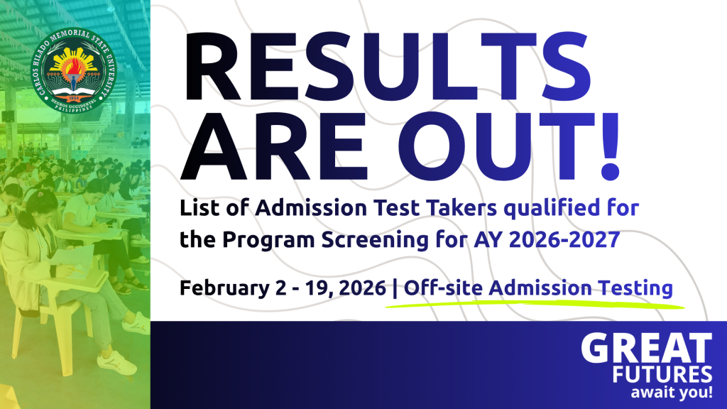 Off-site list of admission test takers qualified for program screening for AY 2026-2027 (February 2 – 19, 2026)