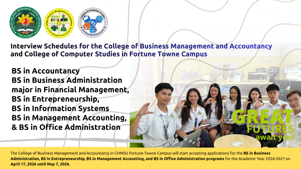 Interview Schedules for CBMA and CCS programs in Fortune Towne Campus