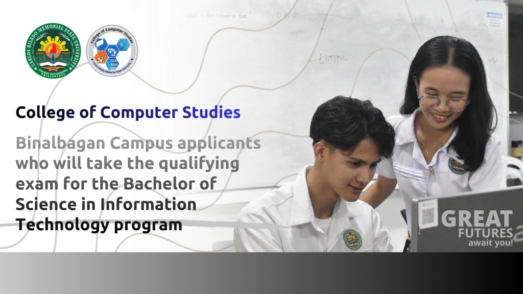 Binalbagan Campus list of applicants for the qualifying exam in the BSInfoTech program
