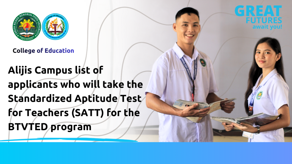 Alijis Campus list of applicants who will take the SATT for the BTVTED program