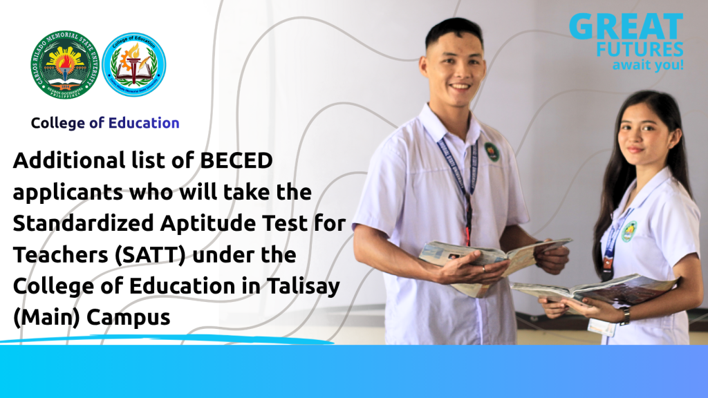COED Talisay Campus list of BECED applicants for SATT schedule