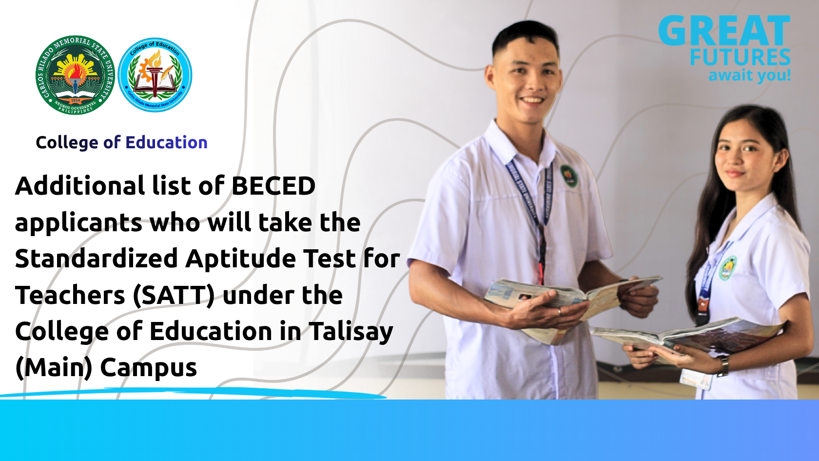 COED Talisay Campus list of BECED applicants for SATT schedule | Carlos ...