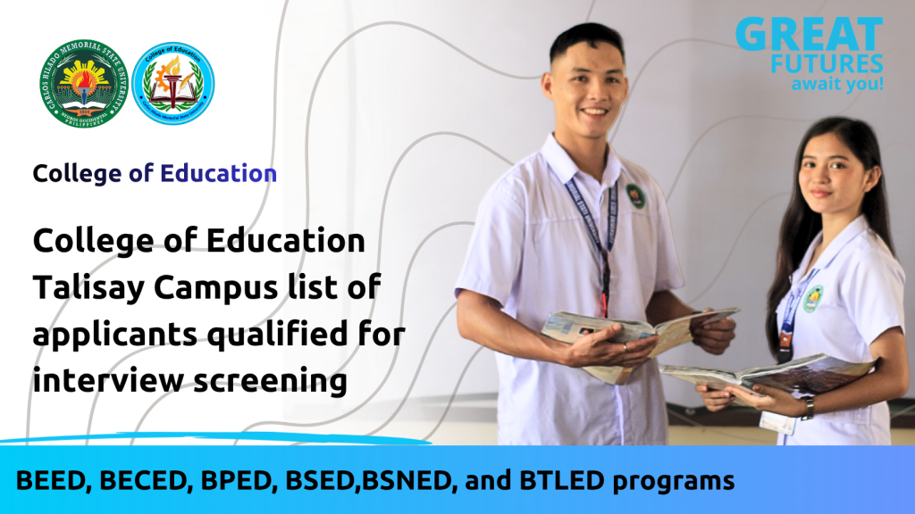 COED Talisay Campus list of applicants qualified for interview screening