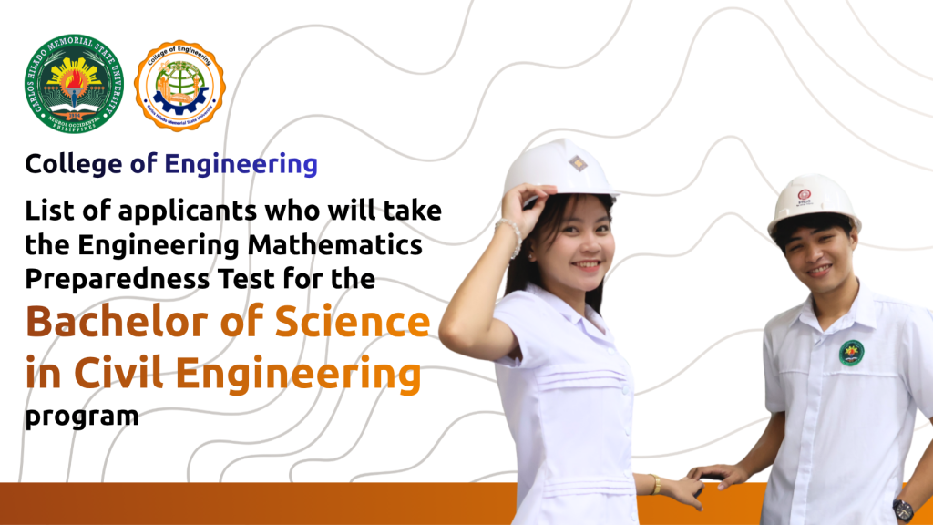List of qualified applicants who will take the EMP Test for the BS in Civil Engineering program