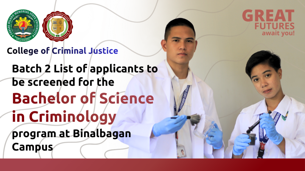 Batch 2 Binalbagan Campus list of BS Criminology Applicants for screening