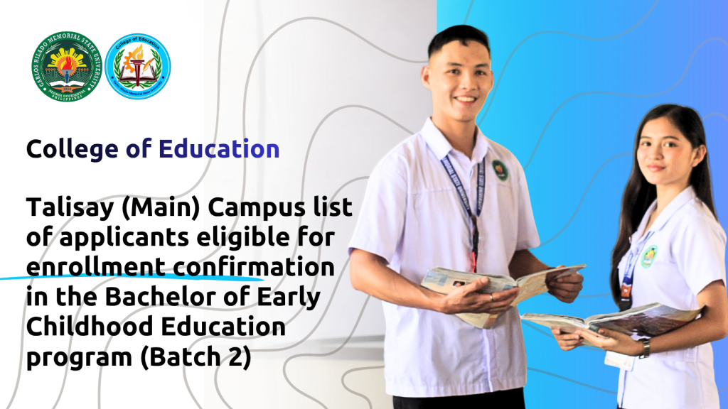 Talisay Campus list of qualified applicants for enrollment in the BECED program (Batch 2 list)