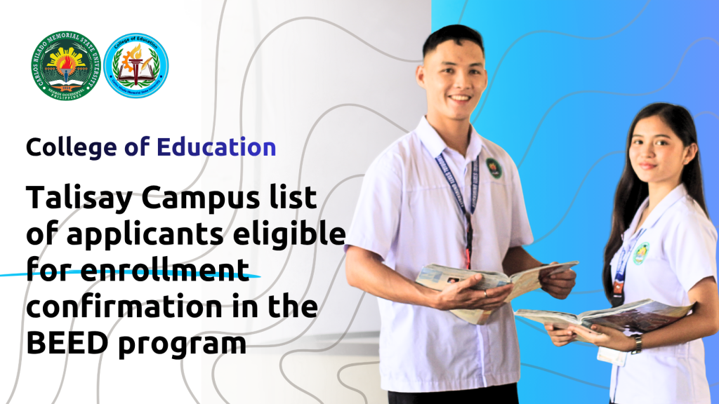 Talisay Campus list of qualified applicants for enrollment in the BEED program