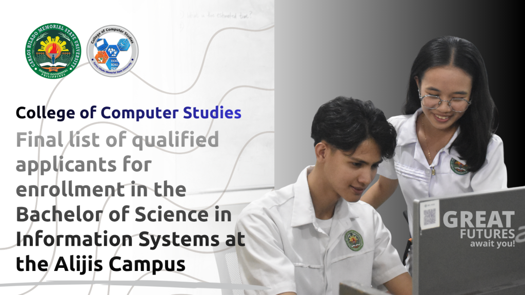 Final list of qualified applicants for enrollment in the BSIS program for AY 2026-2027