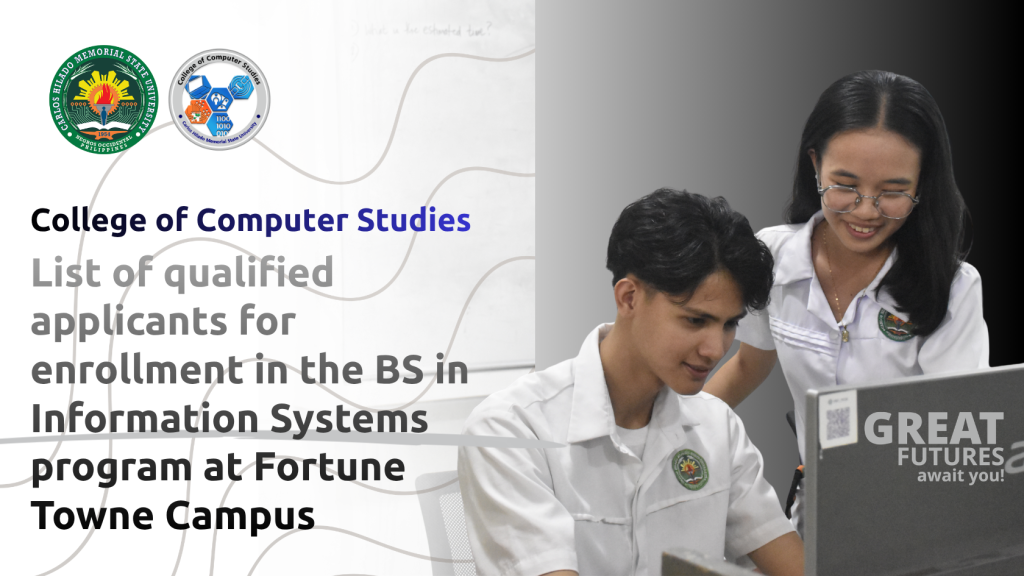 Fortune Towne Campus list of qualified applicants for enrollment in the BSIS program