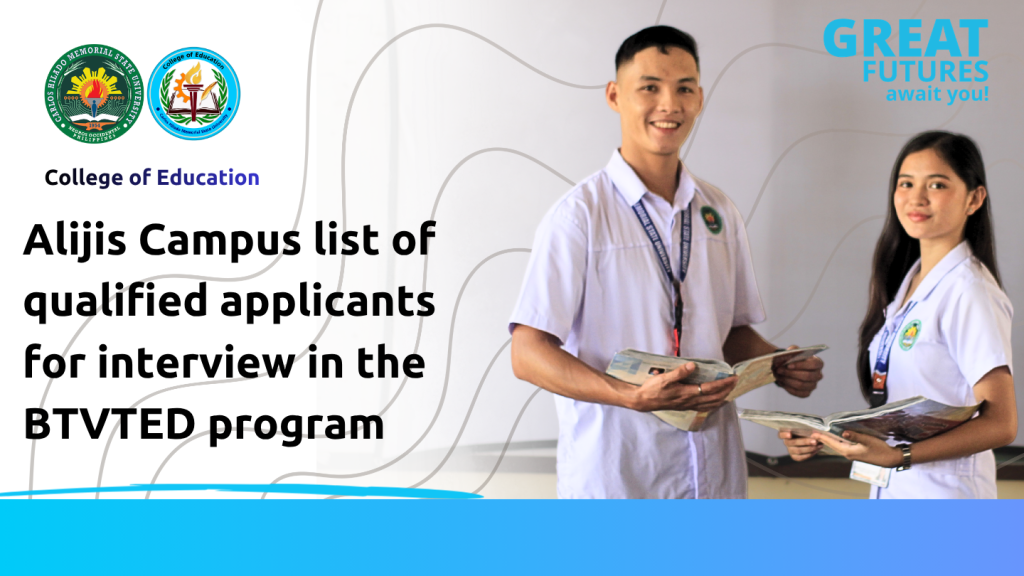 Alijis Campus list of qualified applicants for interview in the BTVTED program