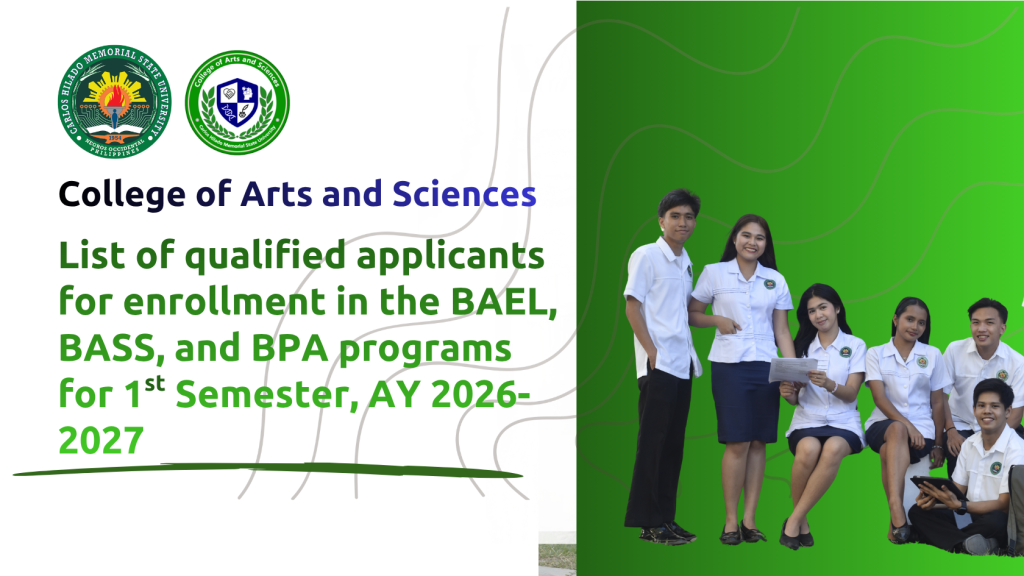 List of qualified applicants for enrollment in the BAEL, BASS, and BPA programs for 1st Semester AY 2026-2027