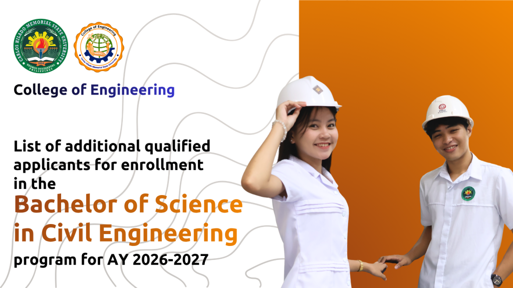 Talisay Campus list of additional qualified applicants for enrollment in the BS Civil Engineering program