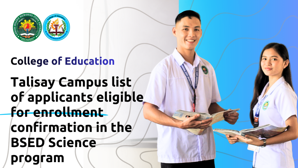 List of applicants eligible for enrollment confirmation in the BSED Science program