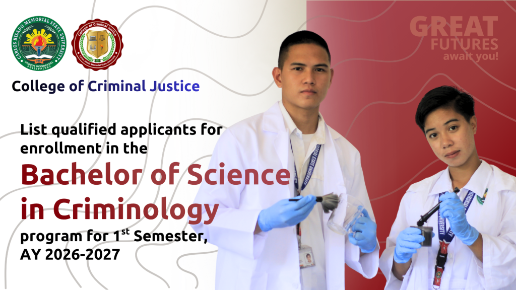 List of qualified applicants for enrollment in the BS in Criminology