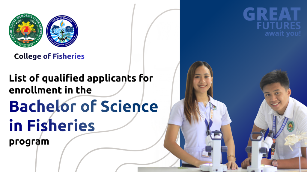 List of qualified applicants for enrollment in the BS in Fisheries program