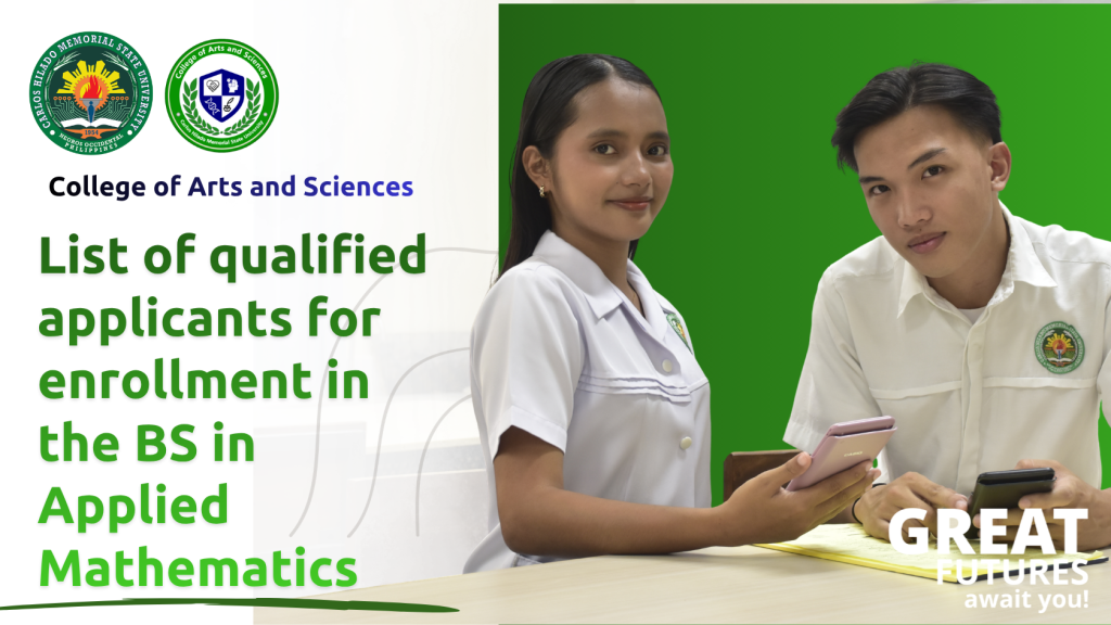 List of qualified applicants for enrollment in the BS in Applied Mathematics program