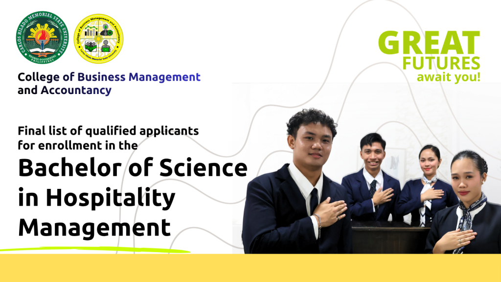 Final list of qualified applicants for enrollment in the BSHM program