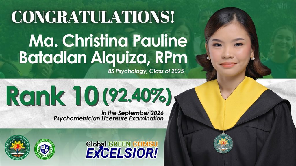 CHMSU celebrates board passers, Rank 10 in September 2026 Psychometrician Licensure Exam