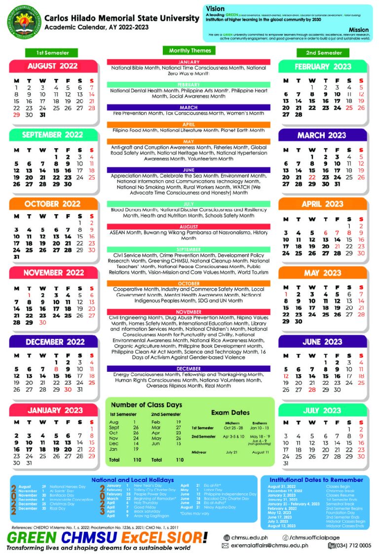 Academic Calendar - Carlos Hilado Memorial State University