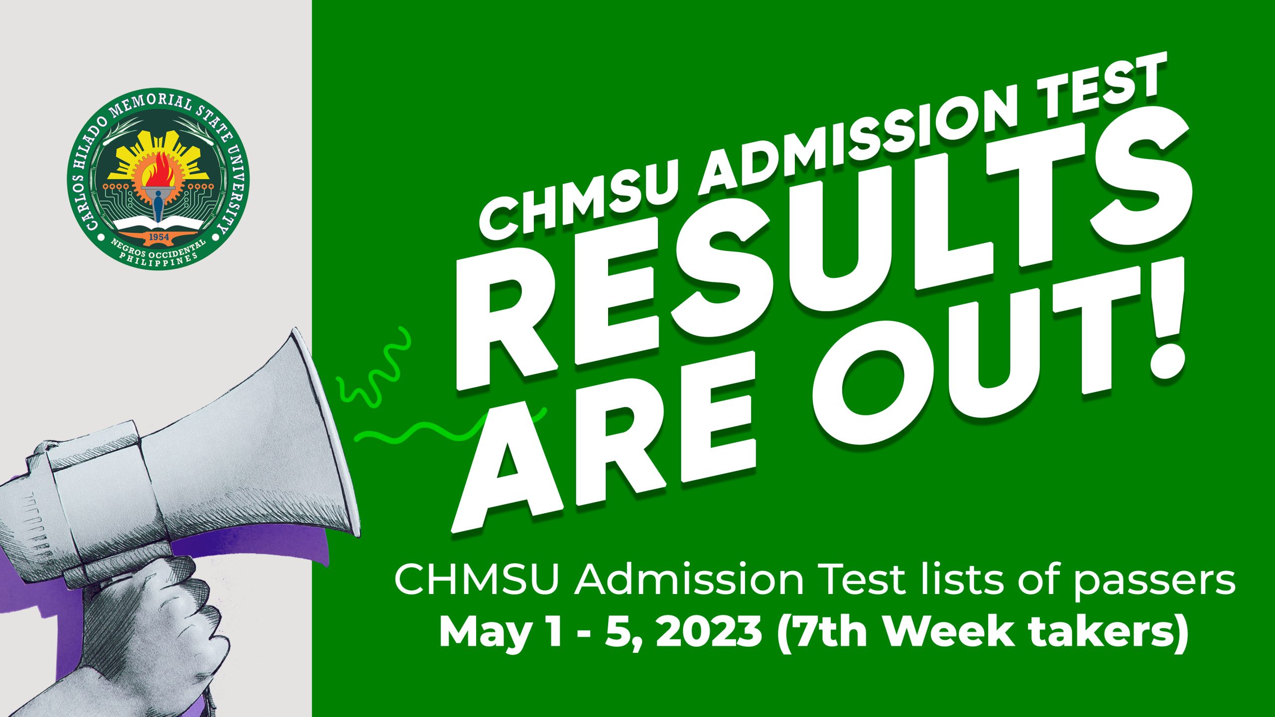 CHMSU Admission Test Results for May 1 - 5, 2023 (7th Week Takers ...