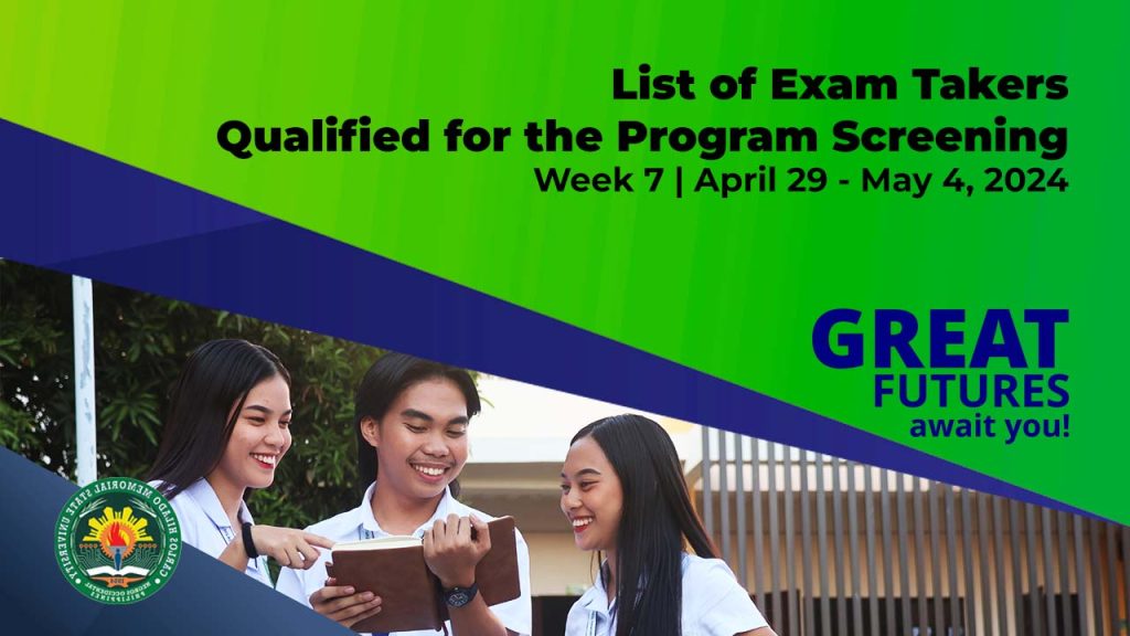 List of Exam Takers Qualified for the Program Screening (April 29 – May 4, 2024)