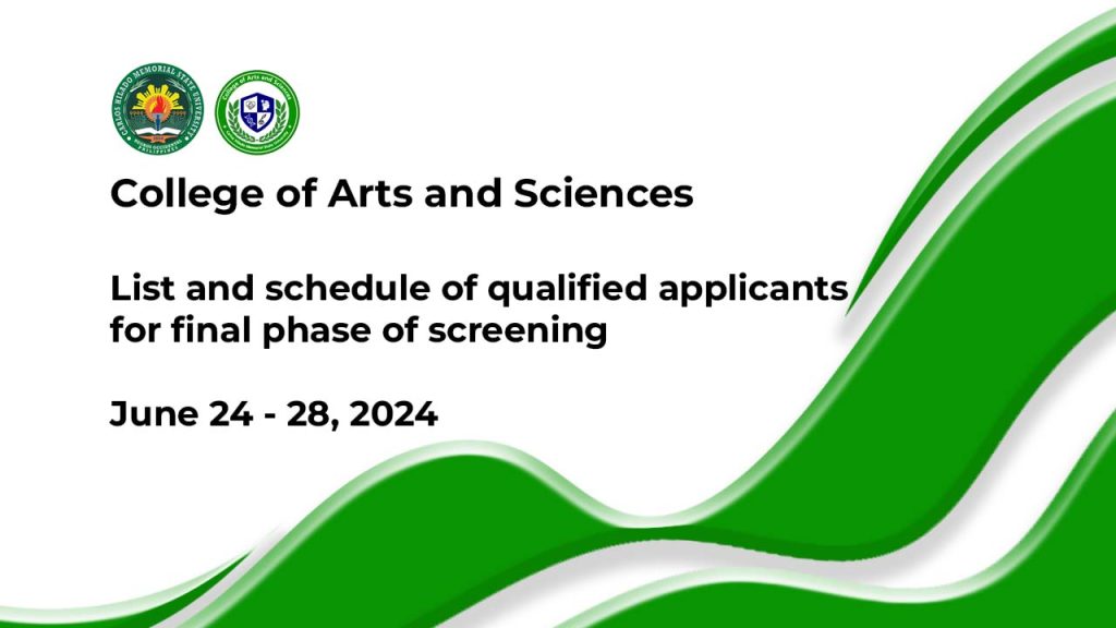 List and schedule of qualified applicants for final phase of screening