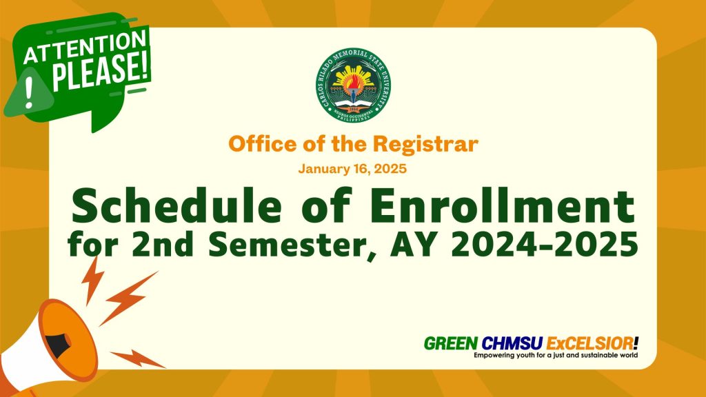 Schedule of Enrollment for 2nd Semester, AY 2024-2025