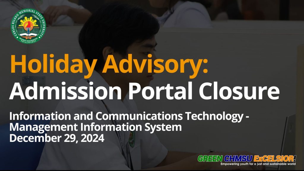 Holiday Advisory: Admission Portal Closure