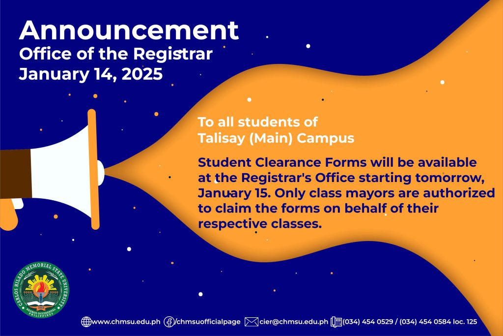 Student Clearance Forms Now Available at Registrar’s Office