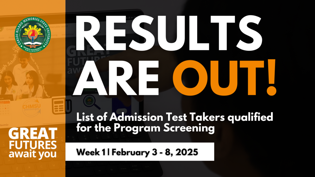 List of Admission Test Takers qualified for the Program Screening (Week 1 | February 3 – 8, 2025)