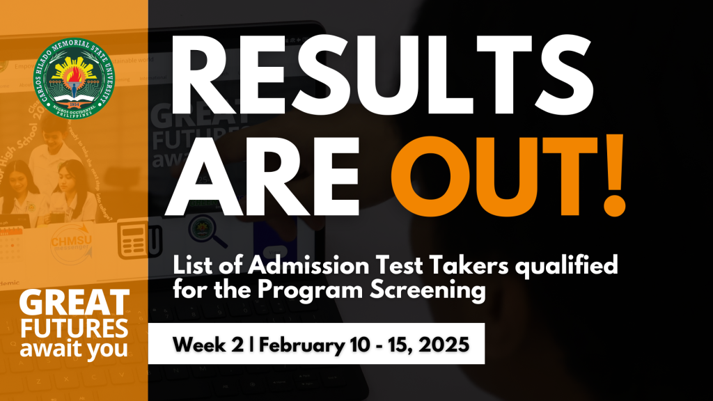 List of Admission Test Takers qualified for the Program Screening (Week 2 | February 10 – 15, 2025)