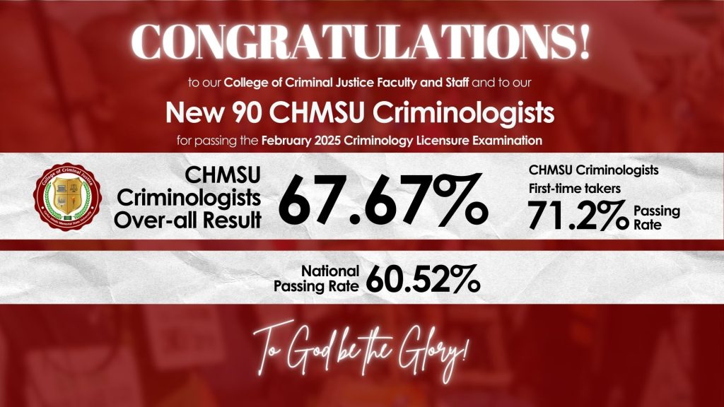 CHMSU Produces 90 New Criminologists in the February 2025 Board Exam