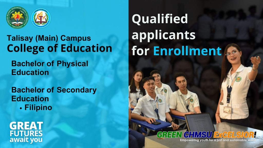 Talisay Campus BPED and BSED major in Filipino applicants qualified for enrollment
