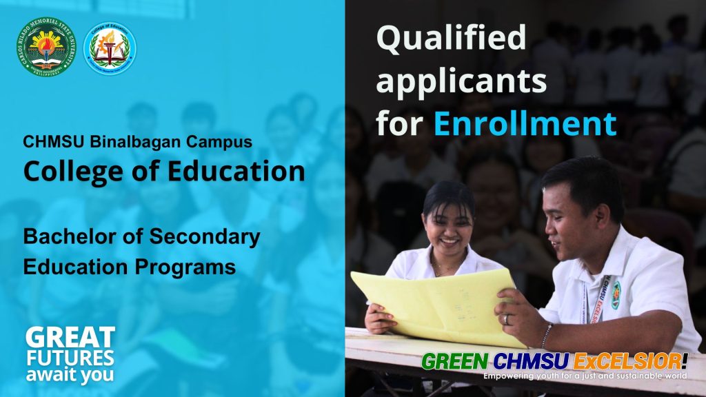 Binalbagan Campus BSED programs applicants qualified for enrollment