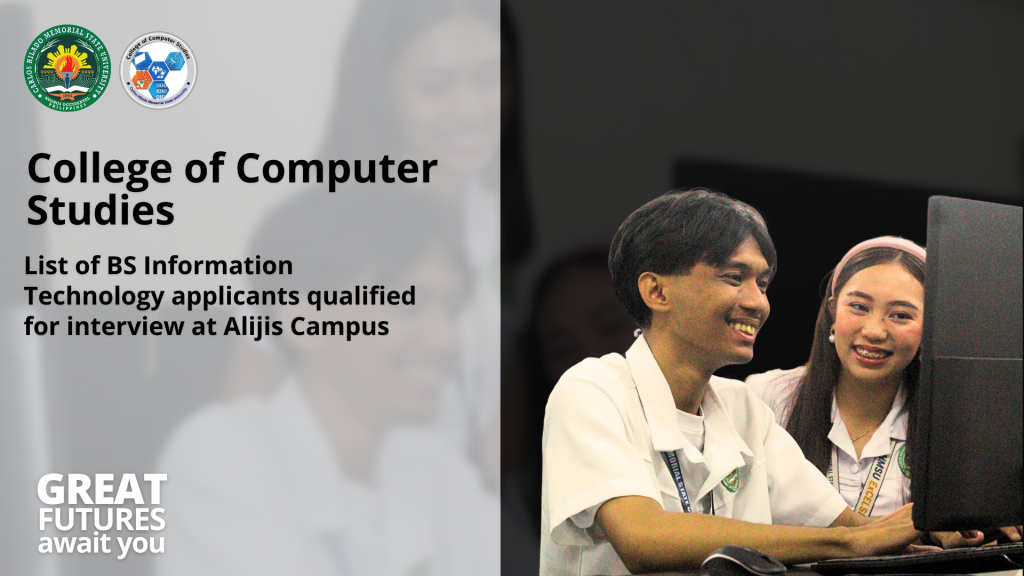 List of BS Information Technology applicants qualified for interview at Alijis Campus