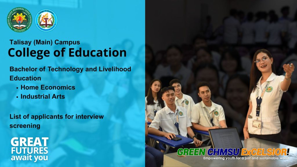 Talisay Campus BTLED major in Home Economics and Industrial Arts applicants for interview screening