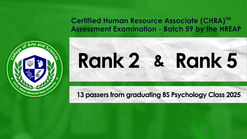 2 graduating BS Psychology students top CHRA assessment exam; 13 students pass