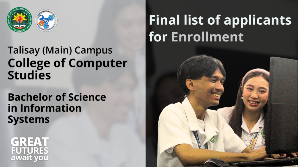 Final list of Talisay Campus BS in Information Systems applicants for enrollment